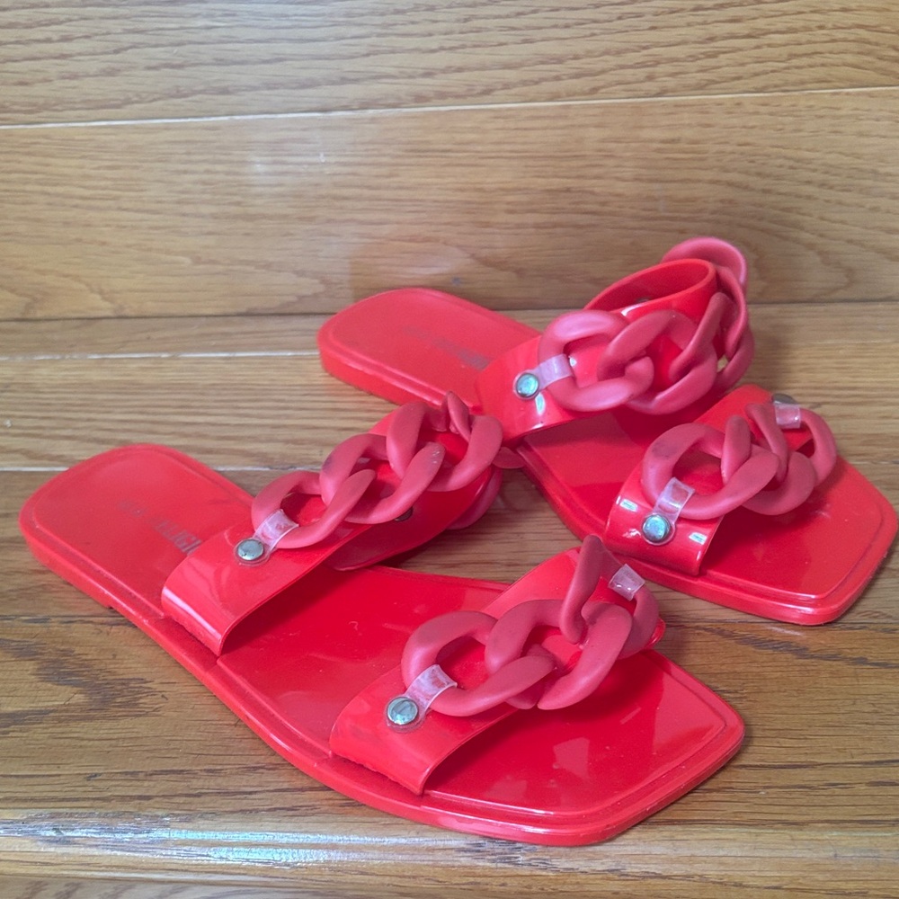 True Religion Vibrant Red Chain Sandals